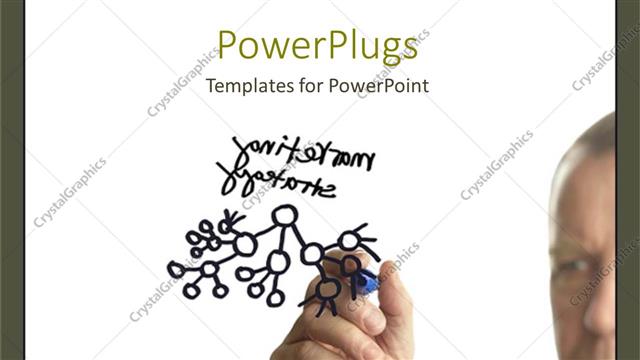  Presentation with strategy - Man drawing business strategy with pen, white background