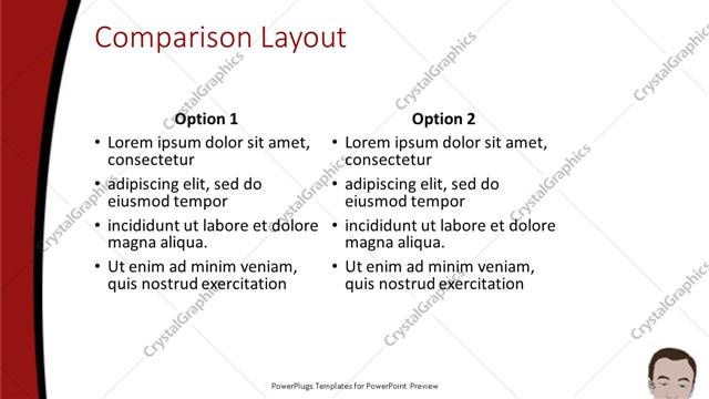 Comparison presentation slide layout
