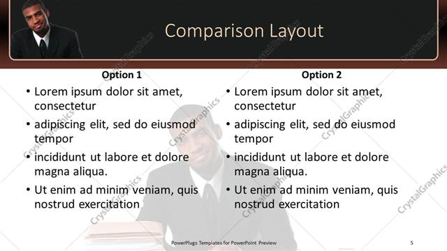 Comparison presentation slide layout