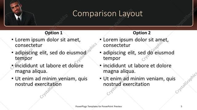 Comparison presentation slide layout