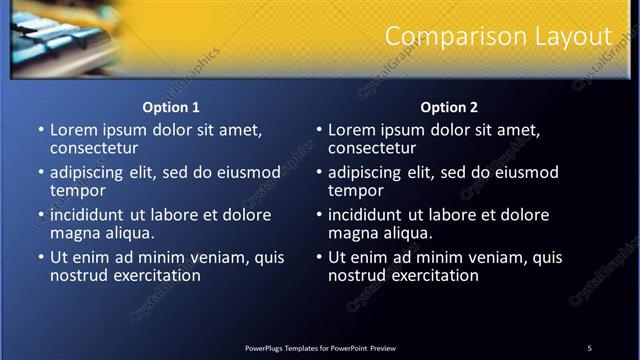 Comparison presentation slide layout