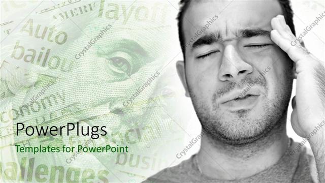  Presentation with challenges - Man facing challenges and financial problems hold head in pain