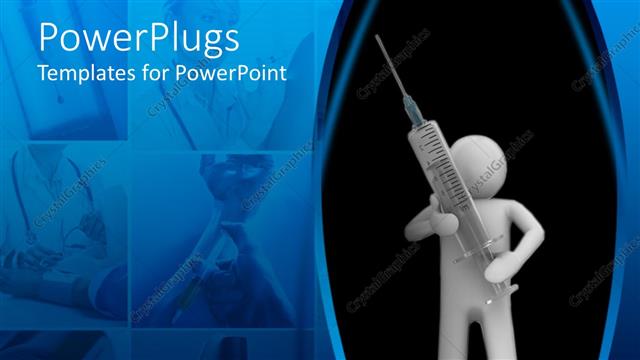  Presentation with syringe - Man figure carrying oversize syringe