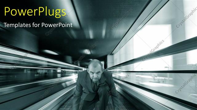  Presentation with race - A man getting ready for a race on a blurry background