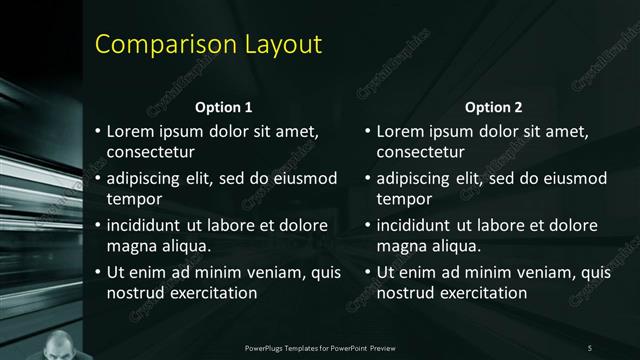 Comparison presentation slide layout