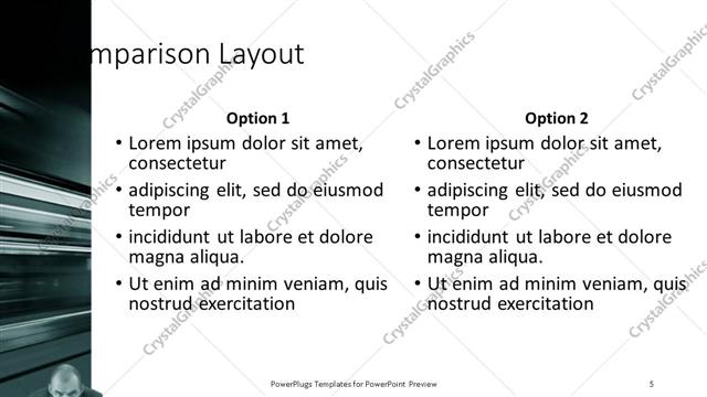 Comparison presentation slide layout