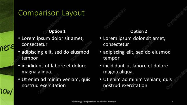 Comparison presentation slide layout
