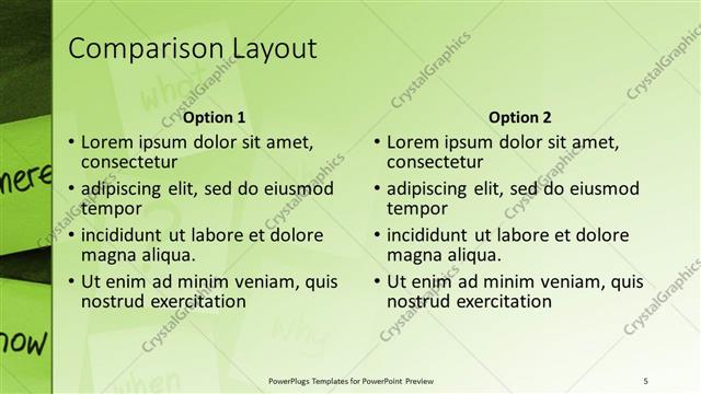 Comparison presentation slide layout