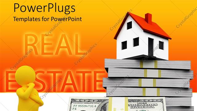  Presentation with cost - Man with hand on chin looks at building over dollar bill stacks