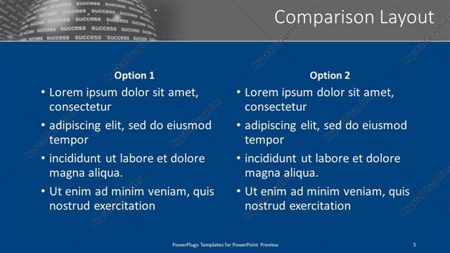 Comparison presentation slide layout