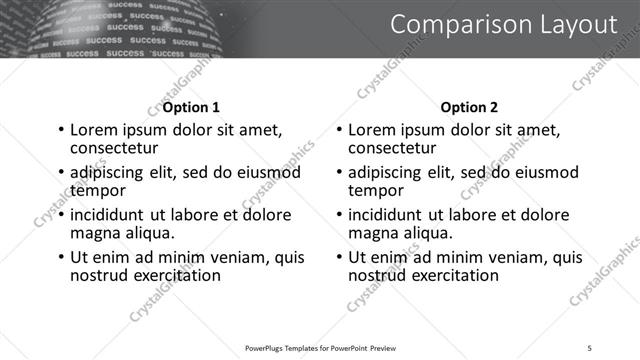 Comparison presentation slide layout