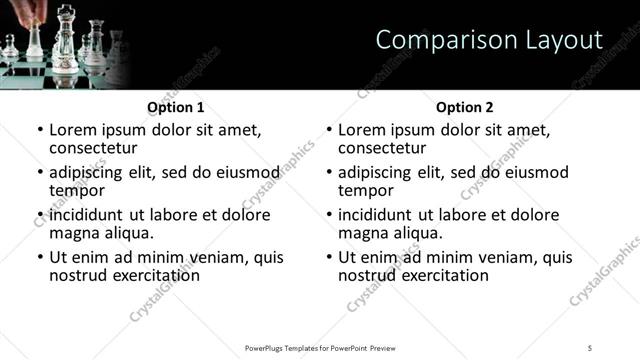 Comparison presentation slide layout