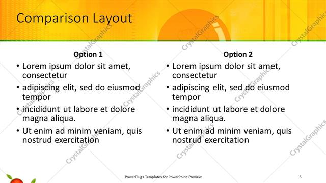 Comparison presentation slide layout