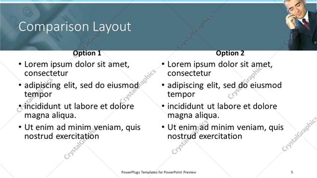 Comparison presentation slide layout
