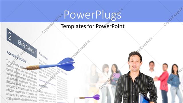  Presentation with resume - A man holding a book and smiling with three darts