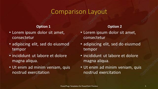 Comparison presentation slide layout