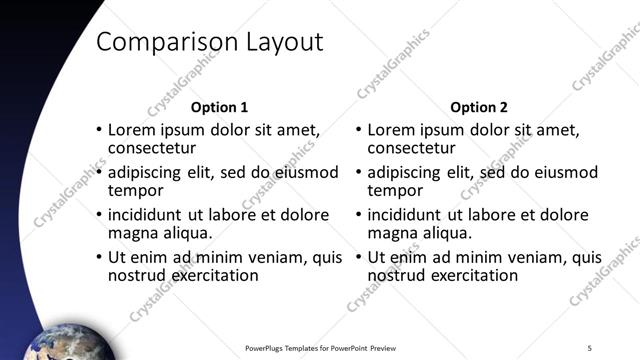 Comparison presentation slide layout