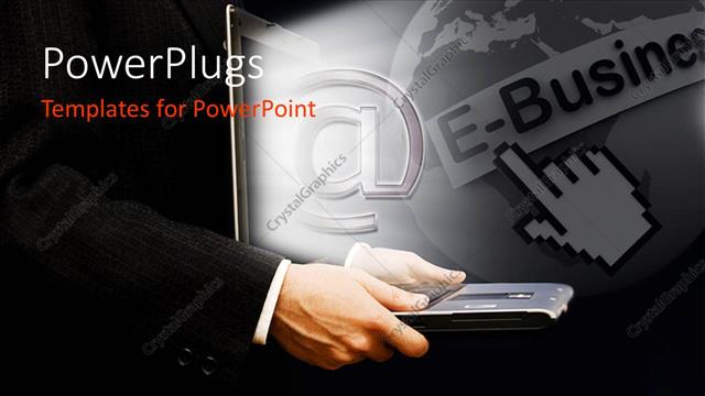  Presentation with email - Man holding laptop with email symbol popping out of screen?