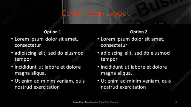 Comparison presentation slide layout