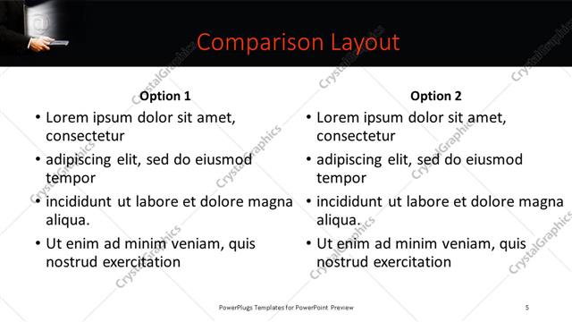 Comparison presentation slide layout