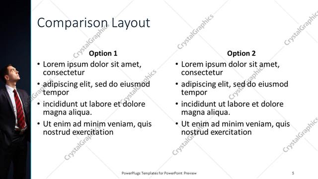 Comparison presentation slide layout