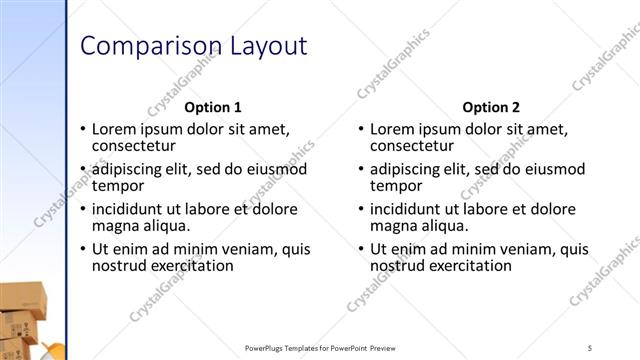 Comparison presentation slide layout