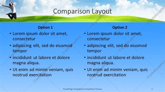 Comparison presentation slide layout