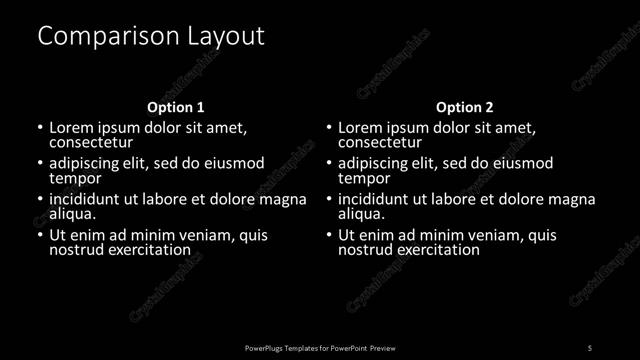 Comparison presentation slide layout