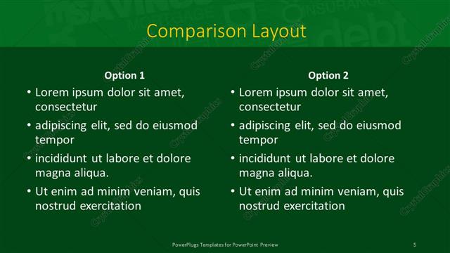 Comparison presentation slide layout
