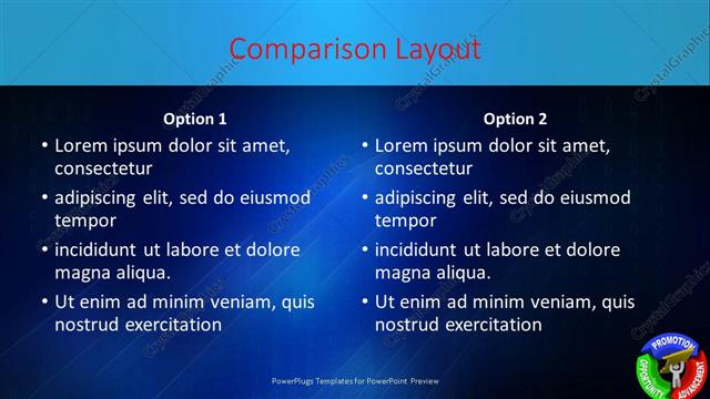 Comparison presentation slide layout