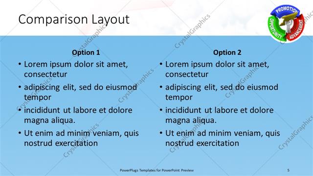 Comparison presentation slide layout