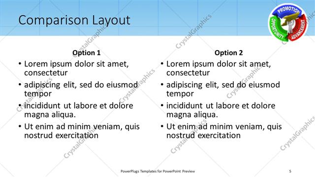 Comparison presentation slide layout