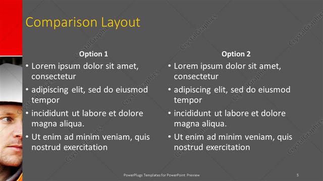 Comparison presentation slide layout