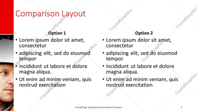 Comparison presentation slide layout