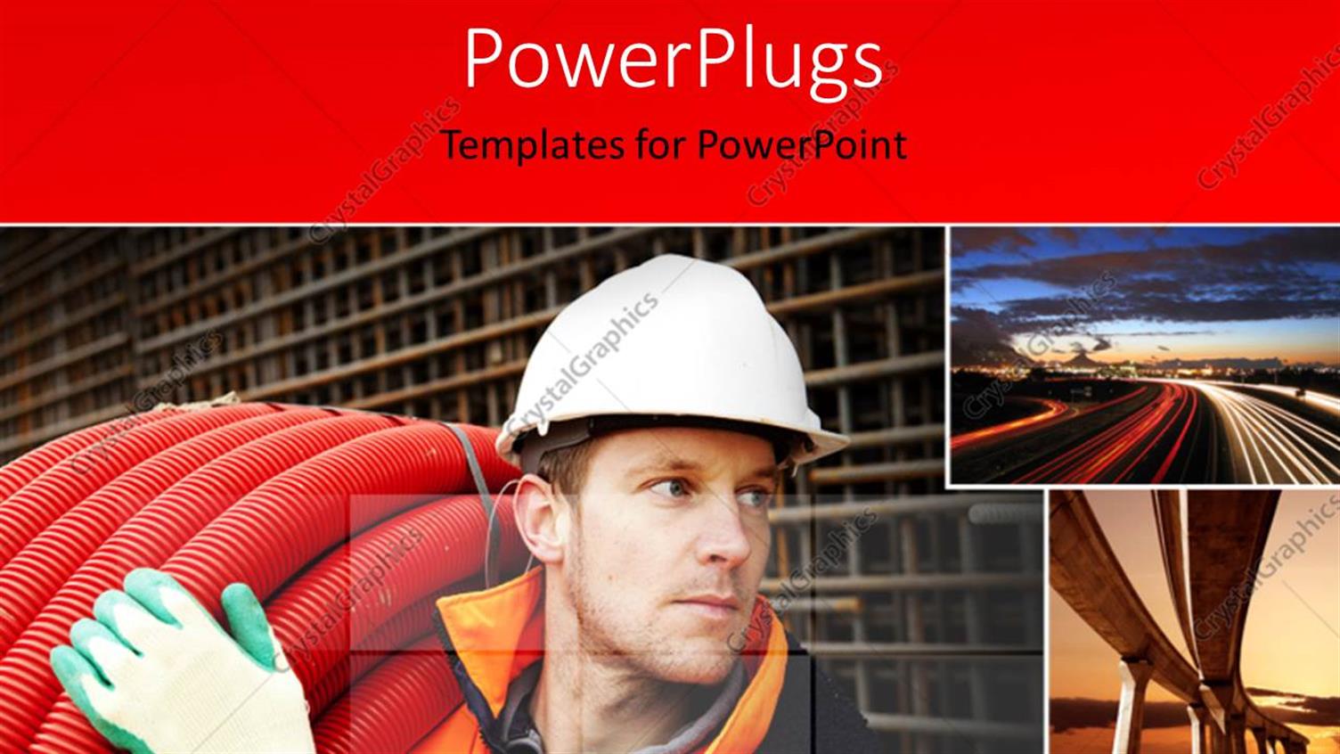 Featuring a Man Lifting a Roll of big Red Pipes Carrying Out Road Constructions