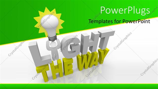  Presentation with bulb - A light bulb and text which spells out the words 