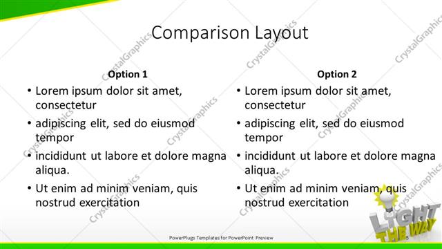 Comparison presentation slide layout