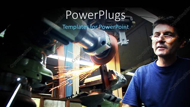  Presentation with equipment - A man looking at a big equipment while at work