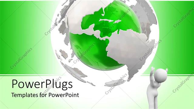  Presentation with green globe - Man looking at green sphere placed in globe