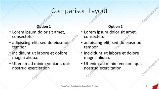 Comparison presentation slide layout