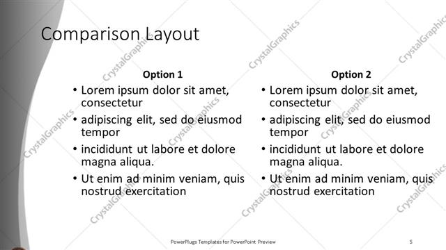 Comparison presentation slide layout