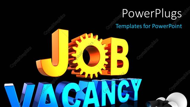  Presentation with job vacancy - Man looking through binoculars with text job vacancy on black background?