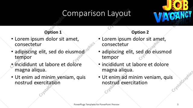 Comparison presentation slide layout