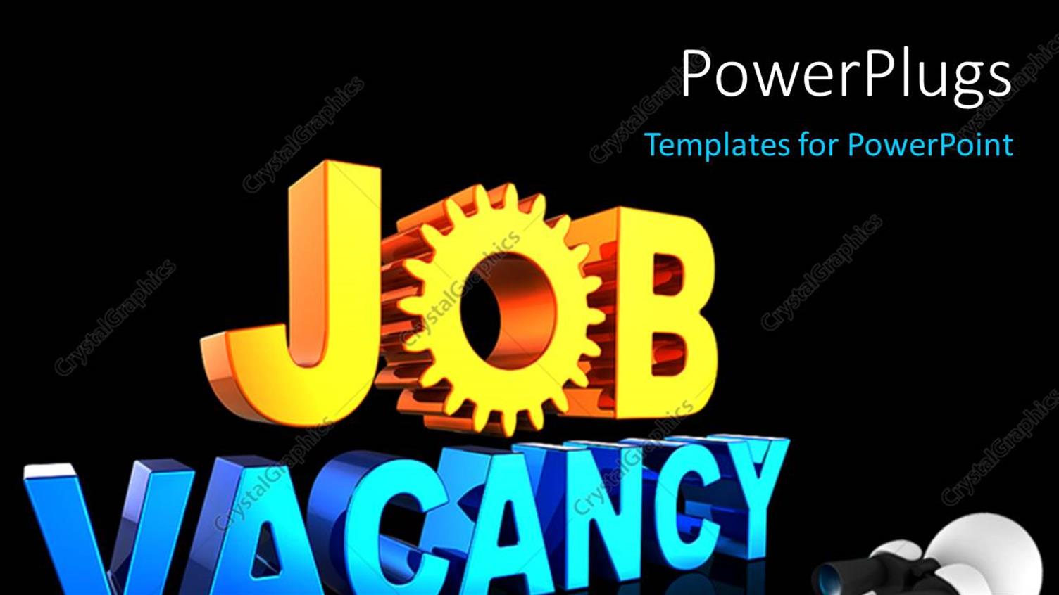 Featuring Man Looking Through Binoculars with Text Job Vacancy on Black Background 