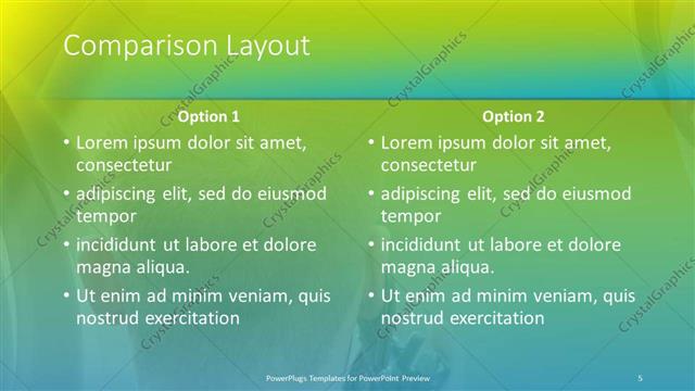 Comparison presentation slide layout