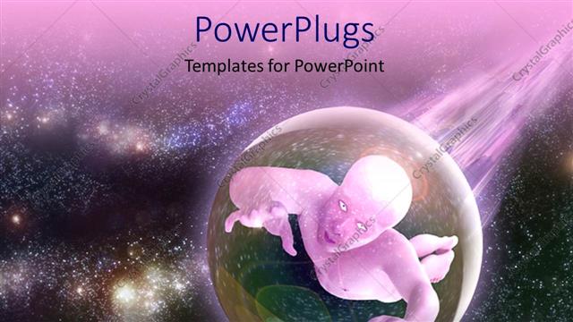  Presentation with space stars - Man in moving glowing sphere in space surrounded by stars