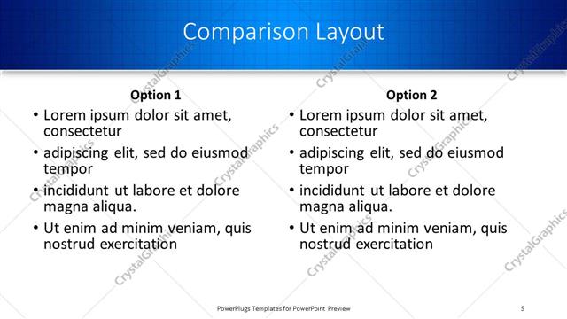 Comparison presentation slide layout