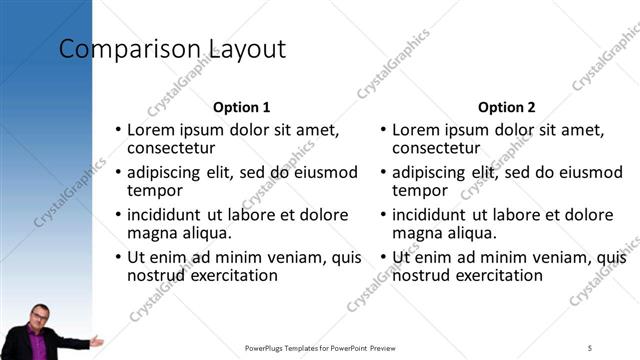 Comparison presentation slide layout