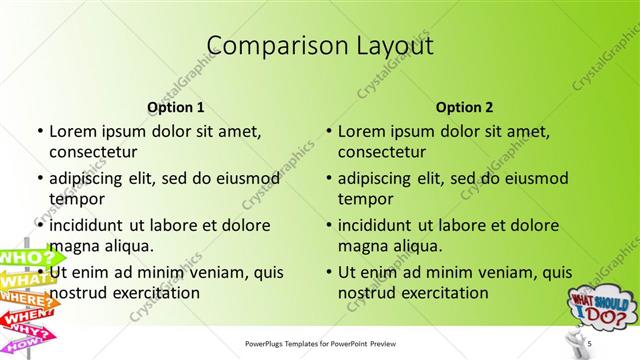 Comparison presentation slide layout