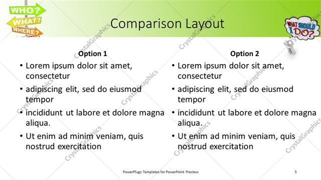 Comparison presentation slide layout